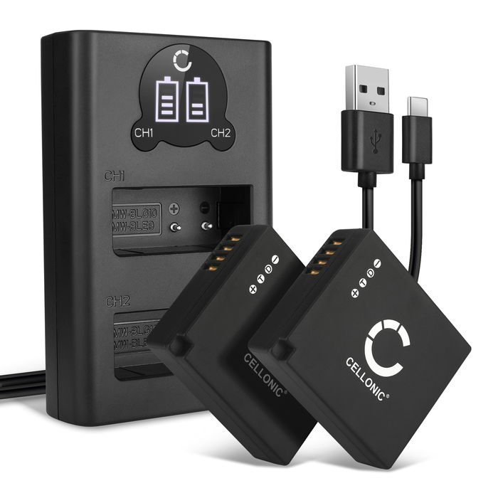 2x Leica D-LUX Batteri 7.2V - 7.4V 730mAh + Dubbel Laddare från Cellonic