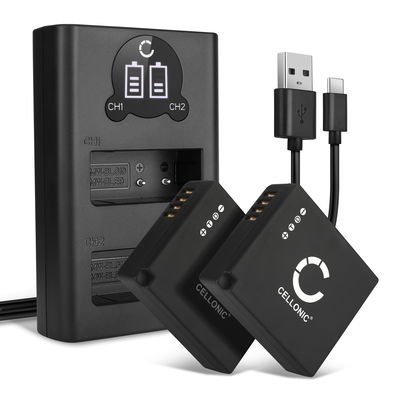 2x Batteri för Leica D-LUX Typ 109, Leica D-LUX 7 kamera med hög 730mAh kapacitet + dubbelladdare med USB-uttag för uppladdningsbara kamerabatteri