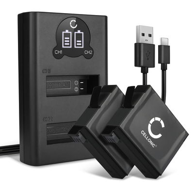 2x Batteri för GoPro Hero 4 Hero 4 Black Hero 4 Plus Hero 4 Silver kamera med hög 1160mAh kapacitet + dubbelladdare med USB-uttag för uppladdningsbara kamerabatteri