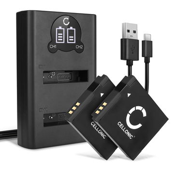 2x CELLONIC Camera Battery for Canon PowerShot SX530 HS SX540 SX510 SX500 IS SX170 S120 D30 Digital IXUS 105 Replacement NB-6L NB-6LH Battery 1000mAh Backup + Dual Charger CB-2LY