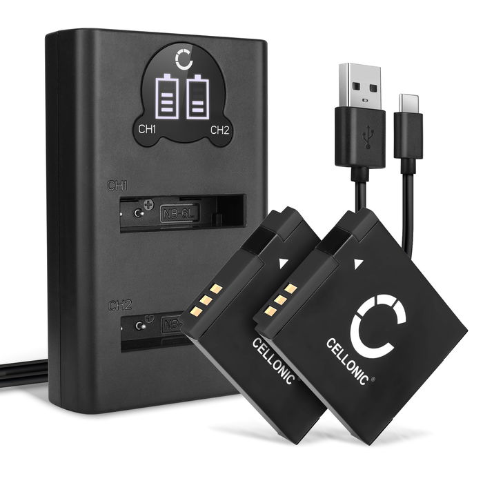 2x Canon PowerShot SX170 IS 1000mAh Batteri + Dubbel Laddare från CELLONIC