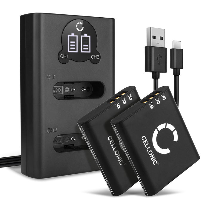 2x Olympus OM System TG-7 1100mAh Batteri + Dubbel Laddare från Cellonic