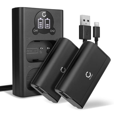 2x Batteri för Panasonic Lumix DC-S1 Lumix DC-S1H Lumix DC-S1R, Lumix S1 kamera med hög 2200mAh kapacitet + dubbelladdare med USB-uttag för uppladdningsbara kamerabatteri