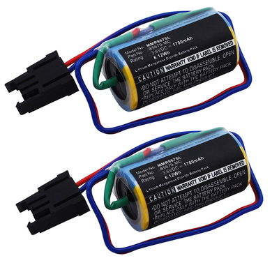 2x A6BAT, A6BAT-MRBAT, B9670-MC Batteri för Mitsubishi A1FXCPU, A Series PLCs, A1S Series PLC - 1700mAh  Laddningsbart ersättningsbatteri eller reservbatteri