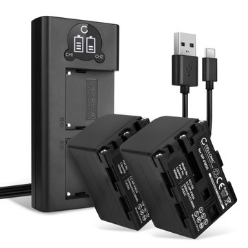 2x Batteri för Sony CCD-TVR118 CCD-TRV138 HDR-HC1 GV-D1000 HDR-SR1 DCR-PC100 kamera med hög 3200mAh kapacitet + dubbelladdare med USB-uttag för uppladdningsbara kamerabatteri