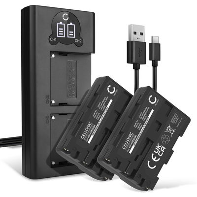 2x Batteri för Sony A58 A57 A65 A68 A77 II A99 II Alpha 68 A200 A300 A350 A500 A700 A900 DSLR-A200 SLT-A57 kamera med hög 1400mAh kapacitet + dubbelladdare med USB-uttag för uppladdningsbara kamerabatteri