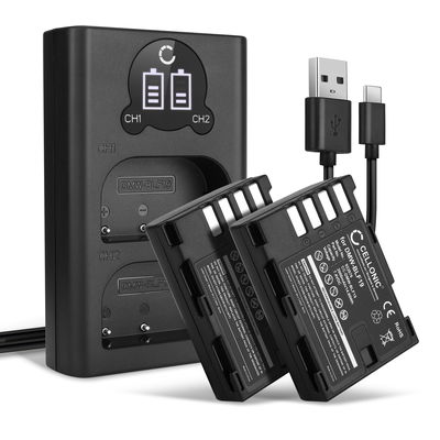 2x Batteri för Panasonic Lumix DC-GH5s GH5 DMC-GH4 GH4 GH4r GH4h GH3 DMC-GH3h GH3a G9 DC-G9 kamera med hög 2000mAh kapacitet + dubbelladdare med USB-uttag för uppladdningsbara kamerabatteri