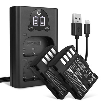 2x Batteri för Panasonic DC-GH5 DC-GH5s DMC-GH4 GH4 GH4r GH4h GH3 DMC-GH3h GH3a G9 kamera med hög 1600mAh kapacitet + dubbelladdare med USB-uttag för uppladdningsbara kamerabatteri