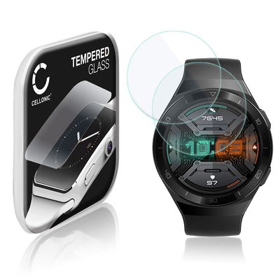 2x 0,33mm Displayskydd / skärmskydd för Huawei Watch GT2e smartwatch - 2.5D 9H, Full Glue - skyddsglas för smartklocka, fitnessarmband, fitnesstracker