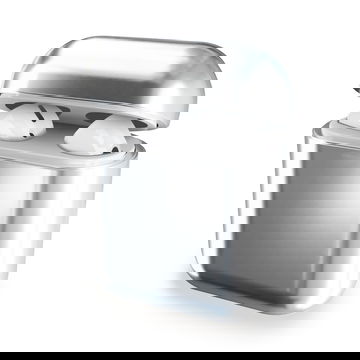 Hårt kromat skyddsskal för Airpods-case i cool silvrig effekt - skyddsfodral i hårdplast för hörlurar, wireless charging case för earbuds