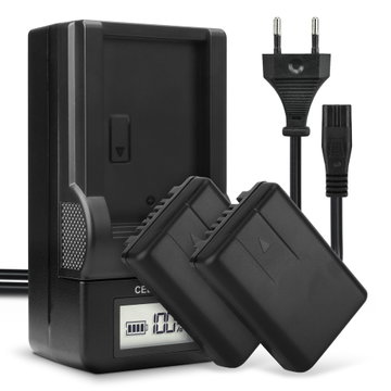 2x Batteri för Panasonic HC-V110, HC-V130, HC-V201 kamera med hög 850mAh kapacitet + laddare för uppladdningsbara kamerabatterier