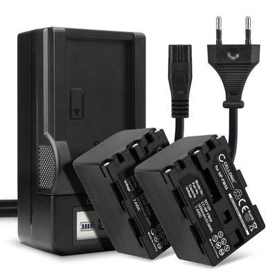 2x Batteri för Sony HVR-A1 HDR-SR1 HDR-HC1 GV-D1000 DCR-TRV38 -TRV20 -TRV330 -TRV285 -TRV340 -TRV345 -TRV351 -TRV355 kamera med hög 3200mAh kapacitet + laddare för uppladdningsbara kamerabatterier