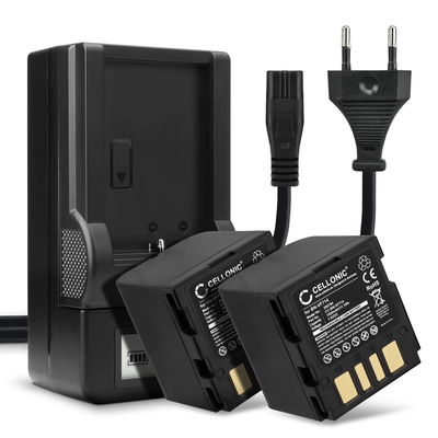 2x Batteri för JVC GZ-D240, GZ-D270, GZ-DF420, GR-D240, GR-D270, GR-D290, GR-DF420, GR-X5 kamera med hög 1500mAh kapacitet + laddare för uppladdningsbara kamerabatterier