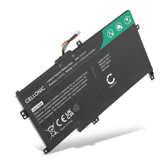 Battery for HP Envy 6 Series, Envy 6-1000, Envy 6-1000sg, Envy Sleekbook 6, EG04, EG04XL 14.8V 2700mAh from CELLONIC