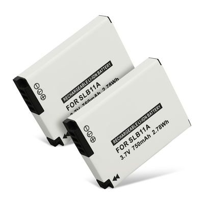 2x EA-SLB11A, SLB11A, SLB-11A Batteri för Samsung WB100 WB5000 WB550 WB600 WB2000 EX1 PL50 PL55 PL65 L200 L100 ES60 ES55 ST1000 TL240 CL5, 750mAh Kamera-ersättningsbatteri med lång batteritid