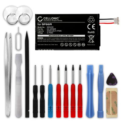 subtel SP86R Batteri för Sony PS Vita 2007 / PCH-2007 / PSV2000 gamingkonsol, spelkonsol & handenhet - 2100mAh ersättningsbatteri + skruvmejsel-set, konsolbatteri