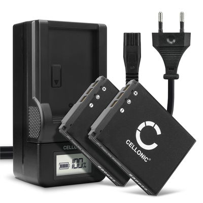 2x Batteri för Sony DSC-F88 DSC-G1 DSC-P100 DSC-P120 DSC-P150 DSC-P200 DSC-T30 DSC-T50 DSC-V3 kamera med hög 1000mAh kapacitet + laddare för uppladdningsbara kamerabatterier