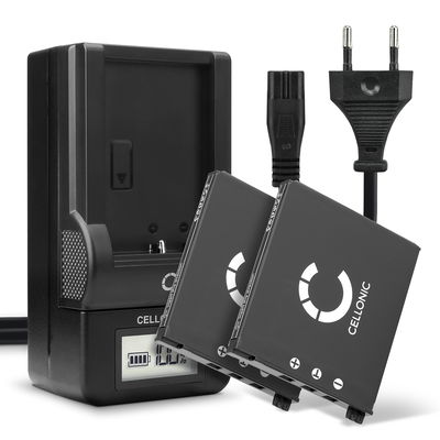 2x Batteri för Casio Exilim EX-S10, -S12, EX-Z80, -Z85, EX-Z90, EX-FS10, EX-Z19, EX-Z20 kamera med hög 720mAh kapacitet + laddare för uppladdningsbara kamerabatterier