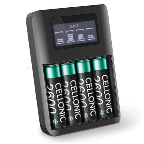 4x Batteri till Canon PowerShot SX150 IS, S3 IS, A480, A495, A540 AA (2600mAh, 1.2V) + Laddare från subtel