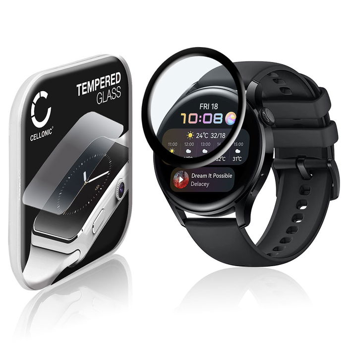 0,33mm Displayskydd / skärmskydd för Huawei Watch 3 - 46mm smartwatch - 3D Full Cover 9H, Full Glue - skyddsglas för smartklocka, fitnessarmband, fitnesstracker