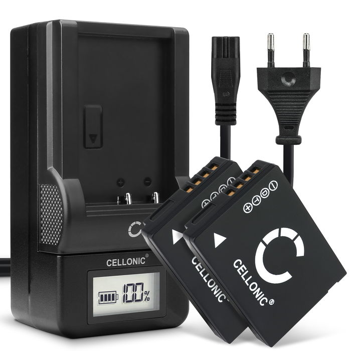 2x Batteri för Leica V-LUX 20 kamera, Ersättningsbatteri 890mAh + Laddare, lång batteritid