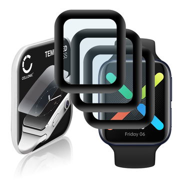 3x 0,33mm Displayskydd / skärmskydd för Oppo Watch - 46mm smartwatch - 3D Full Cover 9H, Full Glue - skyddsglas för smartklocka, fitnessarmband, fitnesstracker