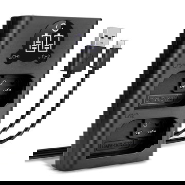 USB-dubbelladdare (DMW-BLK22) för Panasonic Lumix DC-GH5 II DC-GH6 DC-S5 G9 GH5S + 1m + USB Kabel från CELLONIC