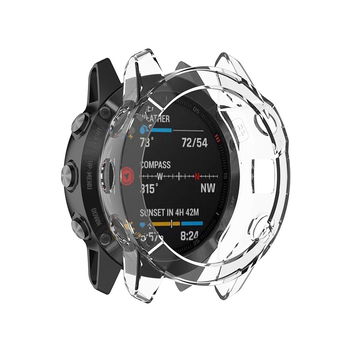Skydd för Garmin Fenix 6 / Fenix 6 Pro / Fenix 6 Solar - 47mm smartwatch - skal i skyddande Transparent TPU material - case för fitnesstracker/klocka - skyddar urtavlans kanter, hörn