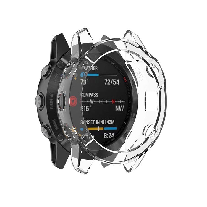 Skydd för Garmin Fenix 6 / Fenix 6 Pro / Fenix 6 Solar - 47mm smartwatch - skal i skyddande Transparent TPU material - case för fitnesstracker/klocka - skyddar urtavlans kanter, hörn