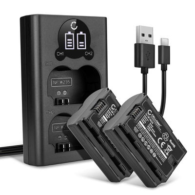 2x Batteri för FujiFilm X-T4 / GFX 50S II / GFX100S / X-H2S kamera med hög 2000mAh kapacitet + dubbelladdare med USB-uttag för uppladdningsbara kamerabatteri