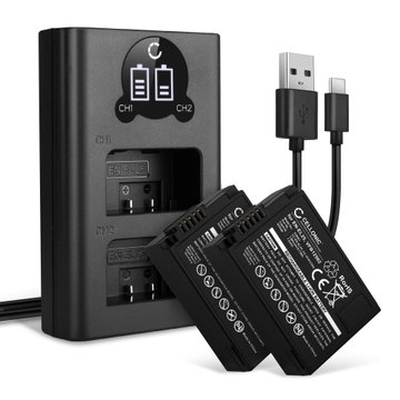2x Batteri för Nikon Z fc / Z 50 / Z 30 kamera med hög 1280mAh kapacitet + dubbelladdare med USB-uttag för uppladdningsbara kamerabatteri