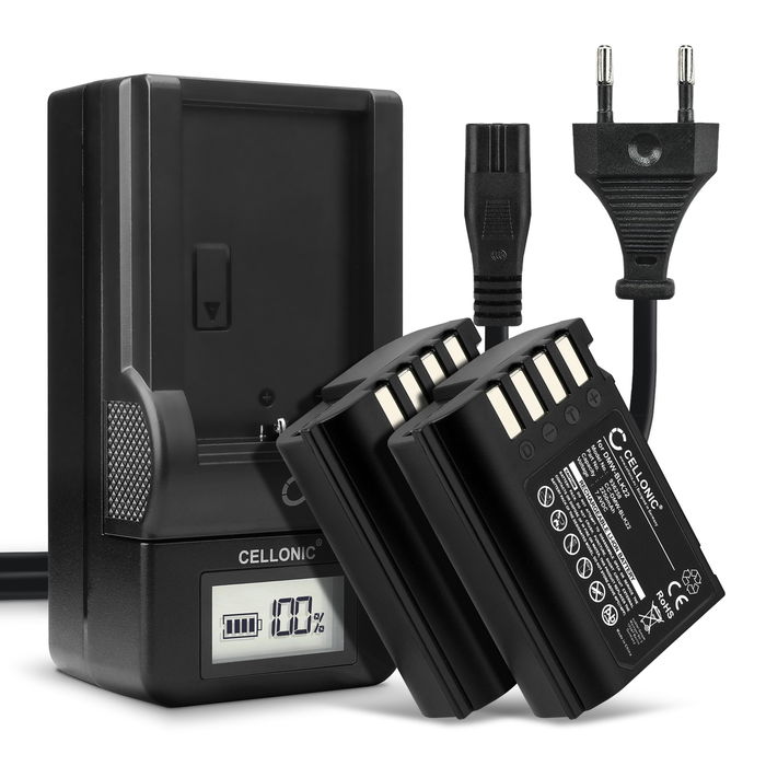 2x Battery for Panasonic Lumix G9 GH5 II GH5S DC-GH5 II DC-GH6 DC-S5 II DC-S5 IIX DC-G9 II DMW-BLK22 (2250mAh, 7.4V) + Charger from CELLONIC