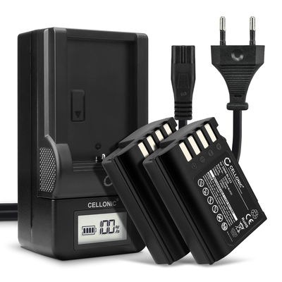 2x Batteri till Panasonic Lumix G9 GH5 II GH5S DC-GH5 II DC-GH6 DC-S5 II DC-S5 IIX DC-G9 II DMW-BLK22 (2250mAh, 7.4V) + Laddare från CELLONIC