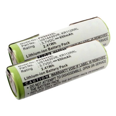 2x KR112RRL, US14430VR Batteri för Philips HS8020 / HS8060 / HS8070 / HS8420 / HS8420/23 / HS8440 / HS8460 rakapparat eller eltandborste - 650mAh Laddningsbart ersättningsbatteri eller reservbatteri