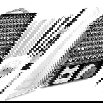 Skruvmejselset i 122 delar - bits och precisionsverktyg med magnetisk design inkl. case - för skruvdragare / skruvmejsel - mejselset för reparationer, batteribyte, skärmbyte