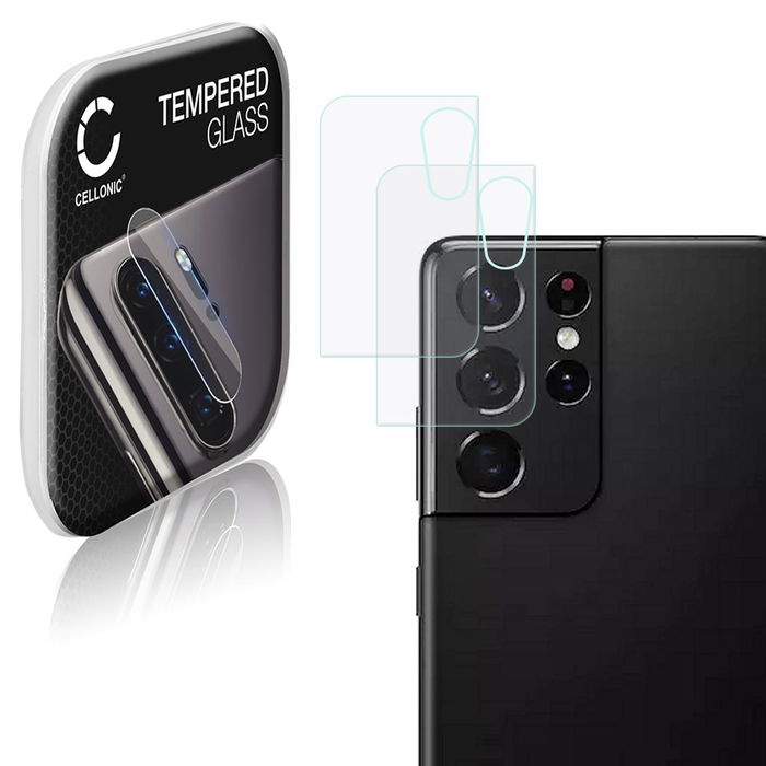 2x 9H Linsskydd / kameraskydd 0,33mm för Samsung Galaxy S21 Ultra (SM-G998) mobil-lins - Skyddar mobiltelefonens kameralins, Full Glue kamera-skyddsglas för smartphone