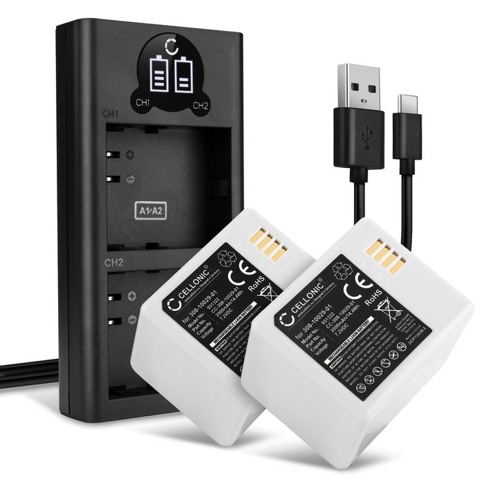 2x Arlo Pro Batteri + Dubbel Laddare - 2000mAh ersättningsbatteri från CELLONIC