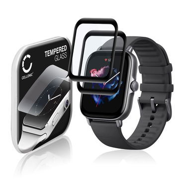 2x 0,33mm Displayskydd / skärmskydd för Amazfit GTS 3 smartwatch - 3D Full Cover 9H, Full Glue - skyddsglas för smartklocka, fitnessarmband, fitnesstracker