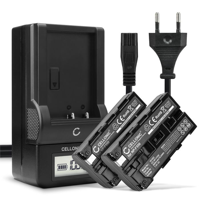 2x Batteri för Sony NP-F330 kamera, Ersättningsbatteri 2600mAh + Laddare, lång batteritid