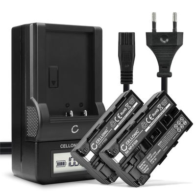 AC-VQ50 Laddare + 2x Kamerabatteri Sony NP-F330, NP-F530, NP-F550, NP-F730, NP-F750, NP-F930, NP-F950 - Två batteri inkl. laddare för Sony DCR-VX2100E, DSR-PD150, HDV-Z1 DCR-VX2100e DCR-TRV9 DSR-PD150 -PD170 HDR-FX7e -FX1 GV-D200 HDR-FX1000e kamera - 2600