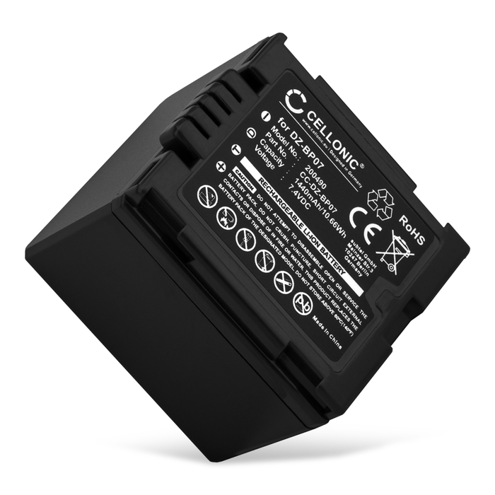 Batteri till Hitachi DZ-HS301 DZ-BX35 DZ-HS500 DZ-BX37 DZ-GX20 DZ-GX25 DZ-GX3100 DZ-BP14 (1440mAh, 7.4V) från CELLONIC