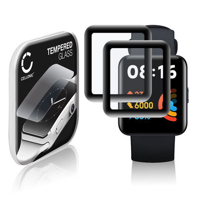 2x 0,33mm Displayskydd / skärmskydd för Xiaomi Redmi Watch 2 Lite smartwatch - 3D Full Cover 9H, Full Glue - skyddsglas för smartklocka, fitnessarmband, fitnesstracker