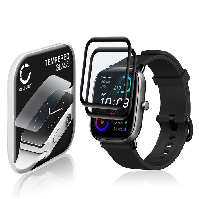 2x 0,33mm Displayskydd / skärmskydd för Amazfit GTS 2 mini smartwatch - 3D Full Cover 9H, Full Glue - skyddsglas för smartklocka, fitnessarmband, fitnesstracker