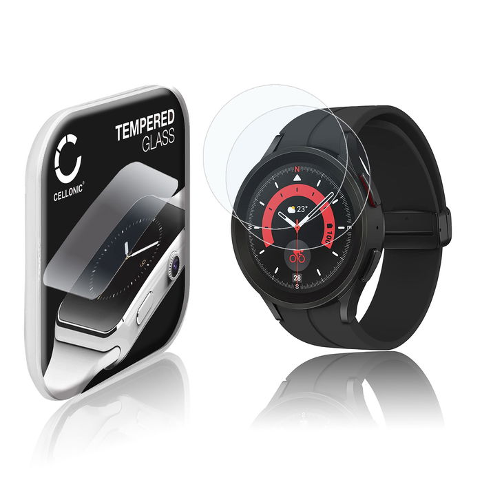 2x 0,30mm Displayskydd / skärmskydd för Samsung Galaxy Watch 5 Pro smartwatch - 2.5D 9H, Full Glue - skyddsglas för smartklocka, fitnessarmband, fitnesstracker