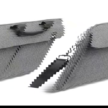 Laptopväska med axelrem – 14,1”-15,4” universell skyddande laptopportfölj med flera fack för arbete, skola, kontor, resor – grå