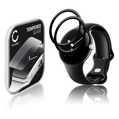 2x Skärmskyddsglas Google Pixel Watch (3D Full Cover, 9H, 0,33mm, Full Glue) Displayskydd Mobilskydd