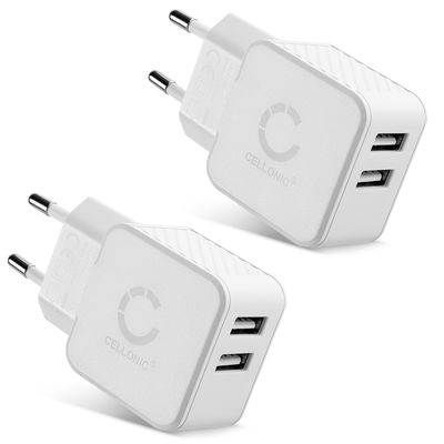 2x USB Laddare för 5V / 1A, 1000mA med 17W - 3.4A USB Snabb Laddare Väggladdare för uttag USB Power Adapter