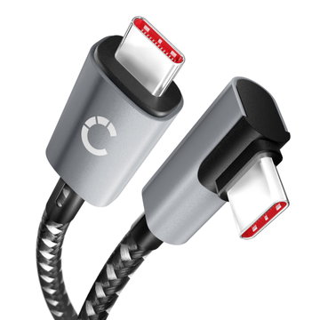 USB C till USB C 100W (PD) -kabel L-formad rät vinkel 1m nylon laddning datakabel USB 3.1 10 Gbps 8K för mobiltelefon, surfplatta, smartklocka, GPS, högtalare och mer