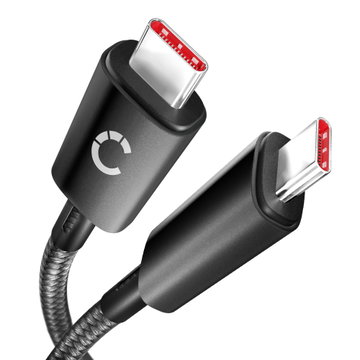 100 w USB C- till USB C-kabel - 1m i flätad nylon USB 3.1 snabbladdande 10 Gbps dataöverföring 8 K Ultra HD för iPhone, Galaxy, Huawei, Xiaomi - svart