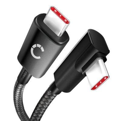 USB C till USB C 100W (PD) -kabel L-formad rät vinkel 1m nylon laddning datakabel USB 3.1 10 Gbps 8K för mobiltelefon, surfplatta, smartklocka, GPS, högtalare och mer